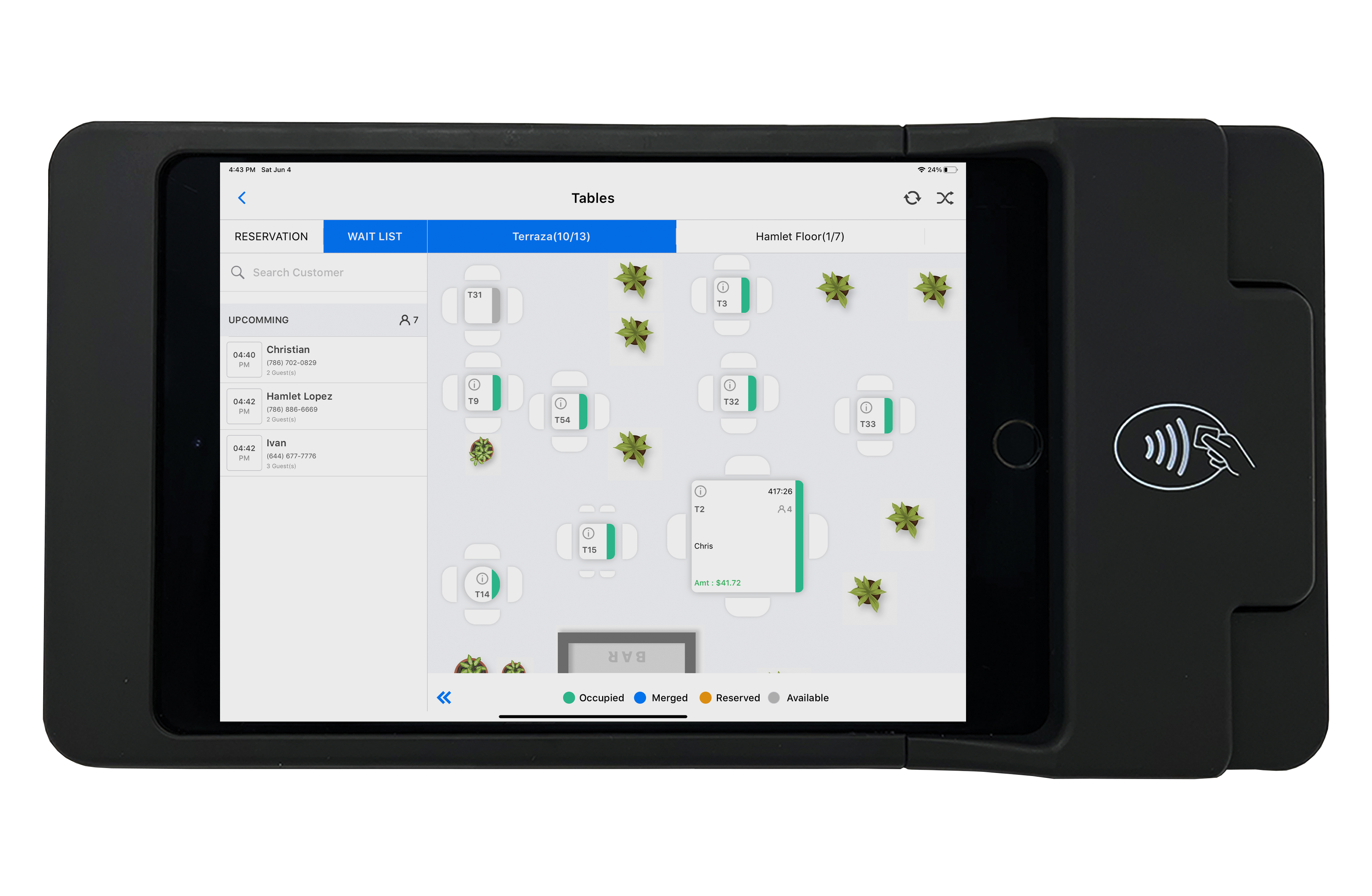 Handheld POS on Reservation Screen iPos