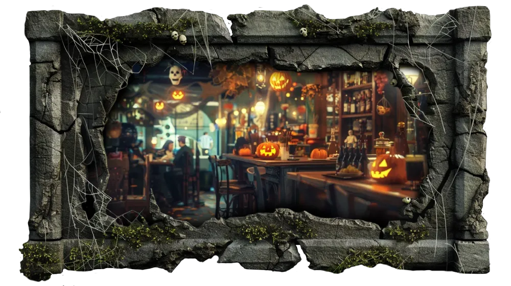 restaurant-with-halloween-themed-decoration